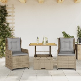Gartenmöbel-Set 3-teilig aus synthetischem Rattan mit beigen Kissen von , Gartensets - Ref: Foro24-3262771, Preis: 330,43 €, ...
