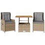 Gartenmöbel-Set 3-teilig aus synthetischem Rattan mit beigen Kissen von , Gartensets - Ref: Foro24-3262771, Preis: 330,43 €, ...