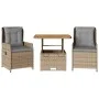 Sillas y mesita de jardín 3 piezas ratán sintético cojín beige by , Garden sets - Ref: Foro24-3262771, Price: 346,45 €, Disco...