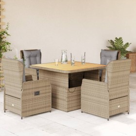 Set comedor de jardín 5 pzas con cojines ratán sintético beige de , Conjuntos de jardín - Ref: Foro24-3262773, Precio: 603,58...