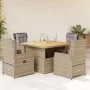 Set comedor de jardín 5 pzas con cojines ratán sintético beige by , Garden sets - Ref: Foro24-3262773, Price: 615,71 €, Disco...