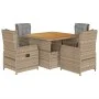 Set comedor de jardín 5 pzas con cojines ratán sintético beige by , Garden sets - Ref: Foro24-3262773, Price: 615,71 €, Disco...