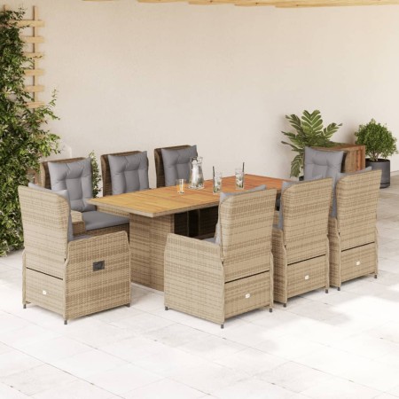Set comedor de jardín 9 pzas con cojines ratán sintético beige by , Garden sets - Ref: Foro24-3262790, Price: 1,00 €, Discoun...