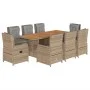 Set comedor de jardín 9 pzas con cojines ratán sintético beige by , Garden sets - Ref: Foro24-3262790, Price: 1,00 €, Discoun...
