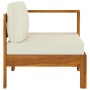 Sofá central con 1 reposabrazos madera de acacia blanca crema by vidaXL, Modular outdoor sofas - Ref: Foro24-310642, Price: 1...
