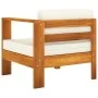 Sofá central con 1 reposabrazos madera de acacia blanca crema von vidaXL, Modulare Sofas für den Außenbereich - Ref: Foro24-3...