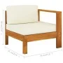 Sofá central con 1 reposabrazos madera de acacia blanca crema von vidaXL, Modulare Sofas für den Außenbereich - Ref: Foro24-3...