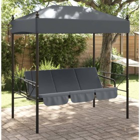 Banco columpio de jardín con toldo acero arena gris oscuro de , Balancines de jardín - Ref: Foro24-4008901, Precio: 267,14 €,...