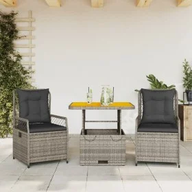 Set comedor de jardín 3 piezas con cojines ratán sintético gris by , Garden sets - Ref: Foro24-3262913, Price: 305,10 €, Disc...
