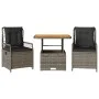 Set comedor de jardín 3 piezas con cojines ratán sintético gris by , Garden sets - Ref: Foro24-3262913, Price: 305,10 €, Disc...