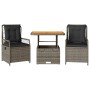 Set comedor de jardín 3 piezas con cojines ratán sintético gris by , Garden sets - Ref: Foro24-3262913, Price: 301,45 €, Disc...