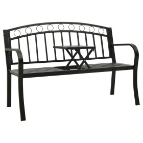 Banco de jardín con mesa acero negro 125 cm