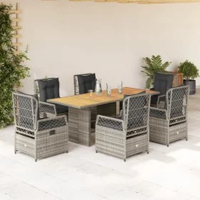 Set comedor jardín 7 pzas y cojines ratán sintético gris by , Garden sets - Ref: Foro24-3262930, Price: 778,21 €, Discount: %