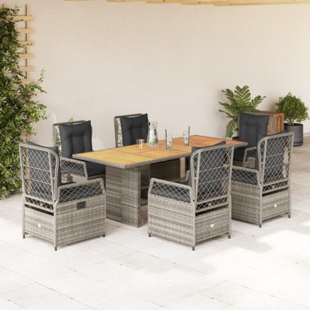 Set comedor jardín 7 pzas y cojines ratán sintético gris by , Garden sets - Ref: Foro24-3262930, Price: 789,98 €, Discount: %