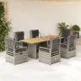 Set comedor jardín 7 pzas y cojines ratán sintético gris by , Garden sets - Ref: Foro24-3262930, Price: 778,21 €, Discount: %