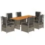Set comedor jardín 7 pzas y cojines ratán sintético gris by , Garden sets - Ref: Foro24-3262930, Price: 778,21 €, Discount: %