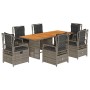 Set comedor jardín 7 pzas y cojines ratán sintético gris by , Garden sets - Ref: Foro24-3262930, Price: 789,98 €, Discount: %