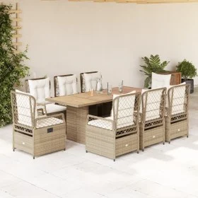 Set comedor de jardín 9 pzas con cojines ratán sintético beige by , Garden sets - Ref: Foro24-3262939, Price: 1,00 €, Discoun...