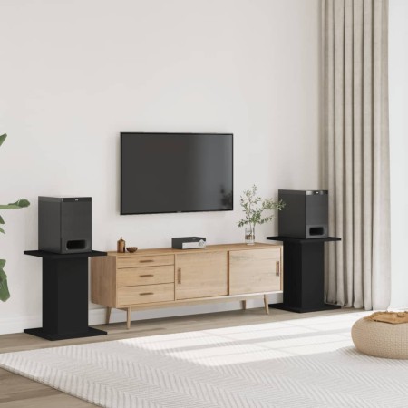 Soportes altavoces 2 uds madera ingeniería negro 30x30x60 cm by , Speaker stands - Ref: Foro24-852655, Price: 59,70 €, Discou...