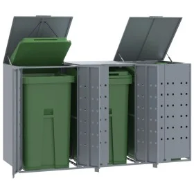 Cobertizo de 3 contenedores de basura acero gris 207x79x117 cm by , Waste container supports - Ref: Foro24-3279988, Price: 61...