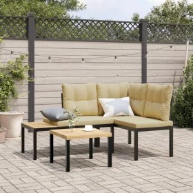 Bancos jardín y cojines 2 pzas acero recubrimiento polvo negro by , garden benches - Ref: Foro24-4008562, Price: 192,55 €, Di...