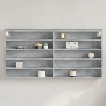 Vitrina de madera de ingeniería gris hormigón 100x8,5x50 cm de , Estantes y estanterías - Ref: Foro24-847950, Precio: 35,10 €...