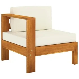 Sofá central con 1 reposabrazos madera acacia blanca crema von vidaXL, Modulare Sofas für den Außenbereich - Ref: Foro24-3106...