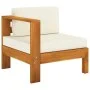 Sofá central con 1 reposabrazos madera acacia blanca crema von vidaXL, Modulare Sofas für den Außenbereich - Ref: Foro24-3106...