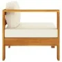 Sofá central con 1 reposabrazos madera acacia blanca crema von vidaXL, Modulare Sofas für den Außenbereich - Ref: Foro24-3106...
