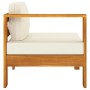 Sofá central con 1 reposabrazos madera acacia blanca crema by vidaXL, Modular outdoor sofas - Ref: Foro24-310640, Price: 155,...