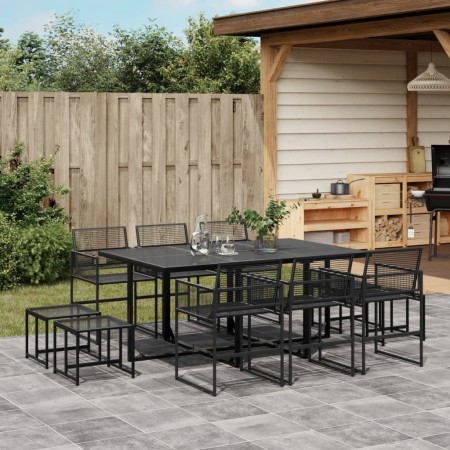 Garten-Essgruppe 11-teilig aus schwarzem synthetischem Rattan von , Gartensets - Ref: Foro24-3295054, Preis: 515,62 €, Rabatt: %