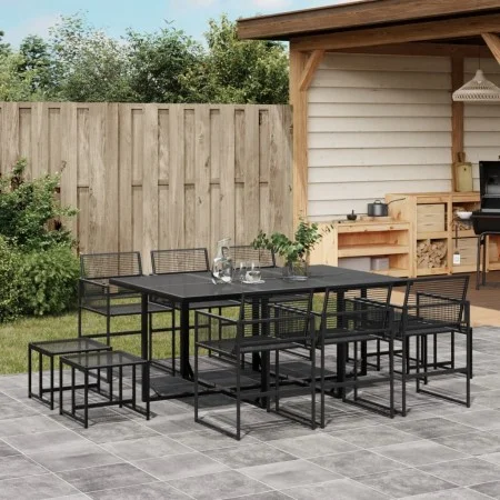 Set de comedor de jardín 11 pzas ratán sintético negro de , Conjuntos de jardín - Ref: Foro24-3295054, Precio: 563,50 €, Desc...