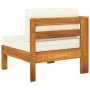 Sofá central con 1 reposabrazos madera acacia blanca crema von vidaXL, Modulare Sofas für den Außenbereich - Ref: Foro24-3106...