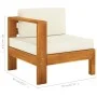 Sofá central con 1 reposabrazos madera acacia blanca crema von vidaXL, Modulare Sofas für den Außenbereich - Ref: Foro24-3106...