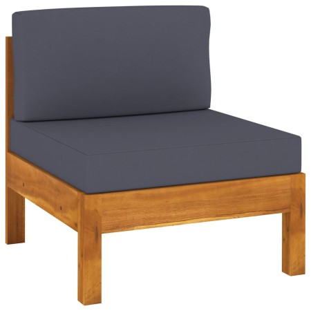 Zentrales Sofa aus Akazienholz mit dunkelgrauen Kissen von vidaXL, Modulare Sofas für den Außenbereich - Ref: Foro24-310647, ...