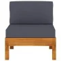 Zentrales Sofa aus Akazienholz mit dunkelgrauen Kissen von vidaXL, Modulare Sofas für den Außenbereich - Ref: Foro24-310647, ...