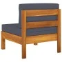 Zentrales Sofa aus Akazienholz mit dunkelgrauen Kissen von vidaXL, Modulare Sofas für den Außenbereich - Ref: Foro24-310647, ...