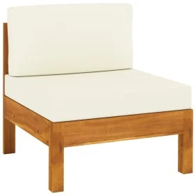 Central sofa with white cream acacia wood cushions by vidaXL, Modular outdoor sofas - Ref: Foro24-310646, Price: 124,05 €, Di...