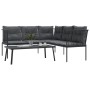 Sofá de jardín con cojines acero y textilene negro by , Garden sets - Ref: Foro24-3283746, Price: 347,94 €, Discount: %