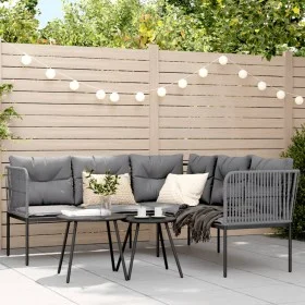Sofá de jardín con cojines acero y textilene negro by , Garden sets - Ref: Foro24-3283744, Price: 396,49 €, Discount: %