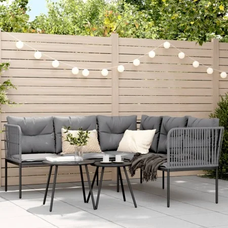 Sofá de jardín con cojines acero y textilene negro by , Garden sets - Ref: Foro24-3283744, Price: 396,49 €, Discount: %