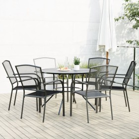 Sillas jardín apilables 7 pzas acero recubrimiento polvo gris de , Conjuntos de jardín - Ref: Foro24-3283759, Precio: 495,46 €