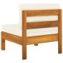 Zentrales Sofa mit Kissen aus cremefarbenem Akazienholz von vidaXL, Modulare Sofas für den Außenbereich - Ref: Foro24-310646,...