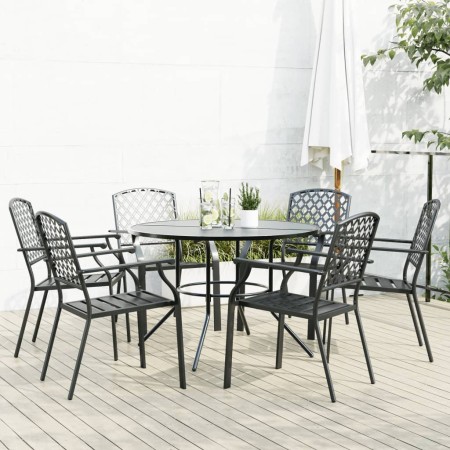 Sillas jardín apilables 7 pzas acero recubrimiento polvo gris de , Conjuntos de jardín - Ref: Foro24-3283771, Precio: 530,62 €