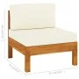 Zentrales Sofa mit Kissen aus cremefarbenem Akazienholz von vidaXL, Modulare Sofas für den Außenbereich - Ref: Foro24-310646,...