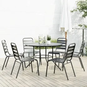 Sillas jardín apilables 7 pzas acero recubrimiento polvo gris by , Garden sets - Ref: Foro24-3283767, Price: 422,99 €, Discou...