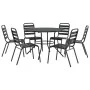 Sillas jardín apilables 7 pzas acero recubrimiento polvo gris by , Garden sets - Ref: Foro24-3283767, Price: 438,26 €, Discou...