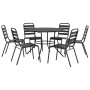 Sillas jardín apilables 7 pzas acero recubrimiento polvo gris by , Garden sets - Ref: Foro24-3283767, Price: 453,56 €, Discou...