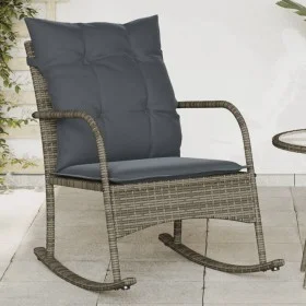 Silla mecedora de jardín con cojines ratán sintético gris von , Gartenstühle - Ref: Foro24-369020, Preis: 97,22 €, Rabatt: %