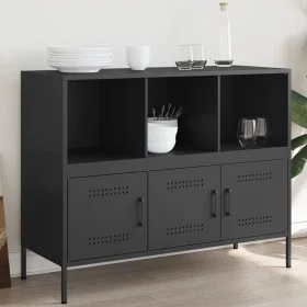 Schwarzer Stahlschrank 100,5x39x79 cm von , Sideboards - Ref: Foro24-843090, Preis: 141,90 €, Rabatt: %